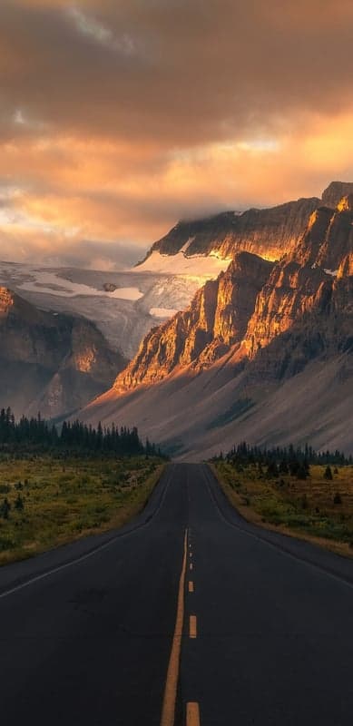 Journey's Golden Horizon- Road to the Glacier Mountains