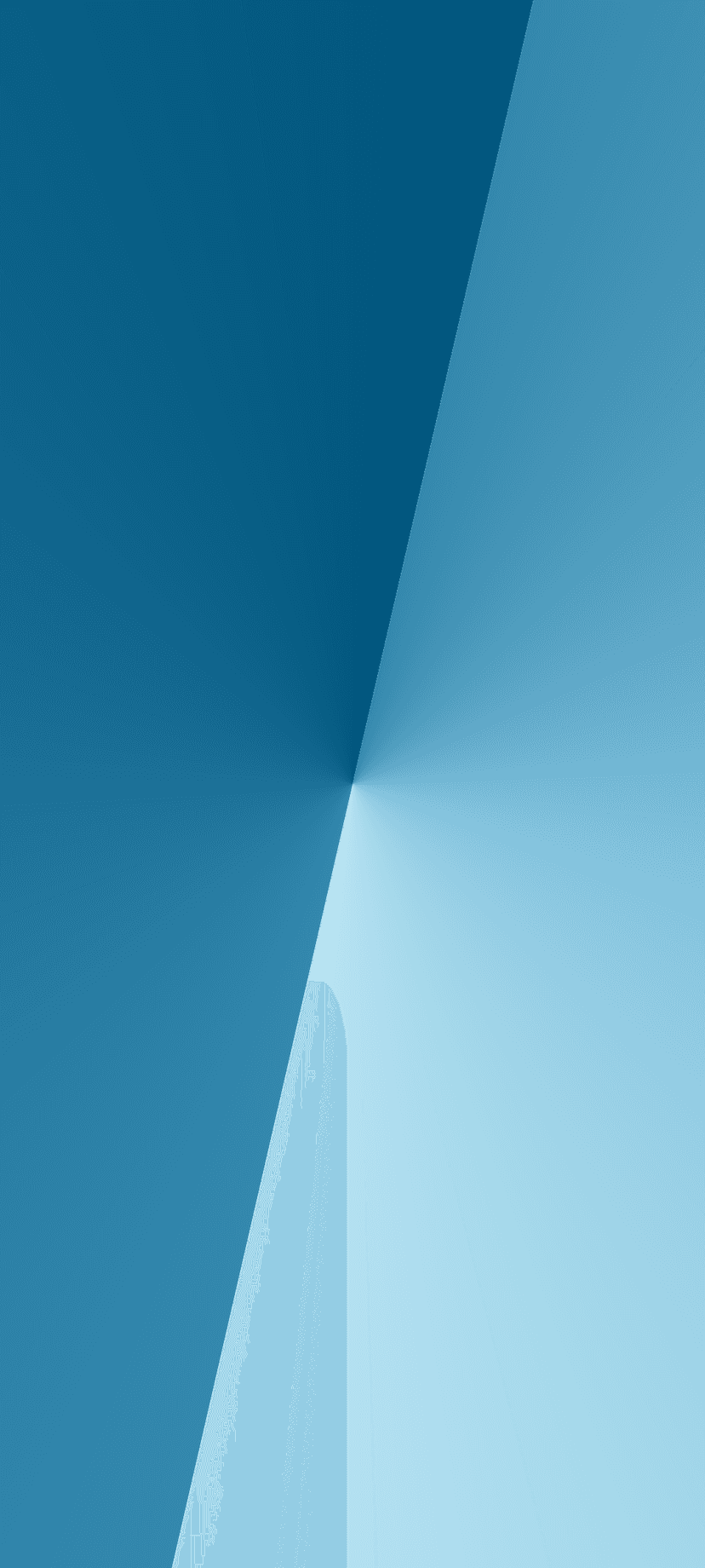 Teal and sky blue gradient background with a sharp vertical split for a minimalist mobile screen aesthetic.
