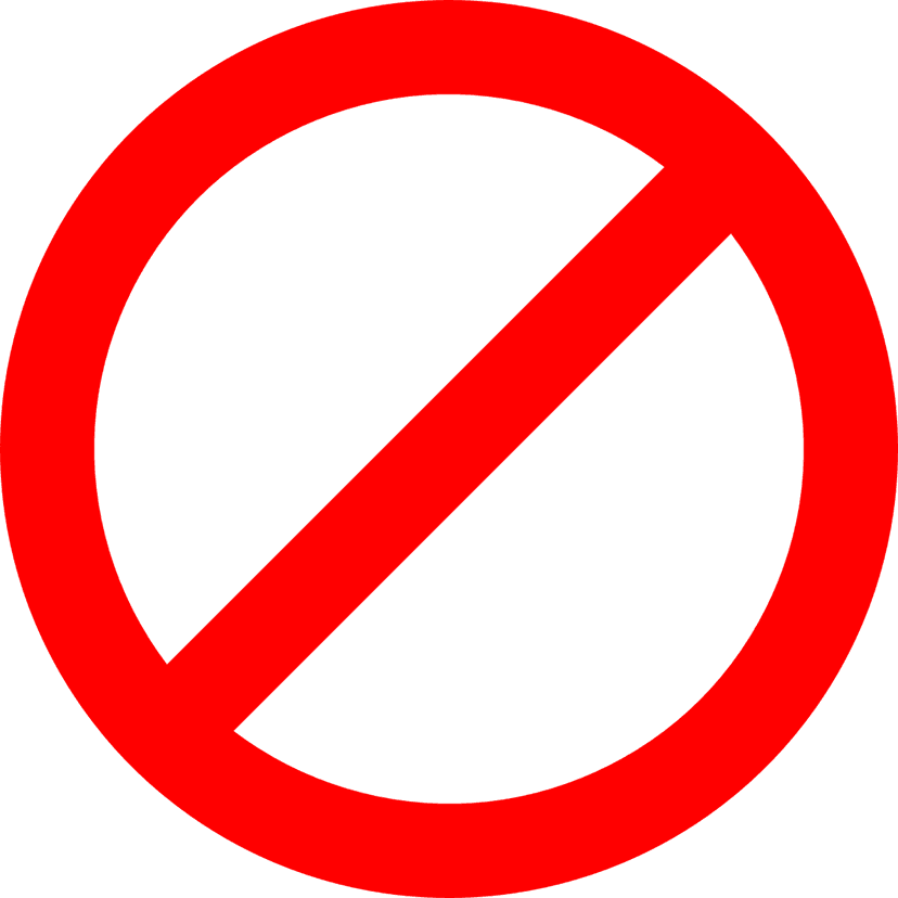 Prohibited road sign featuring a red circular frame and diagonal bar over a white background for clear warning.