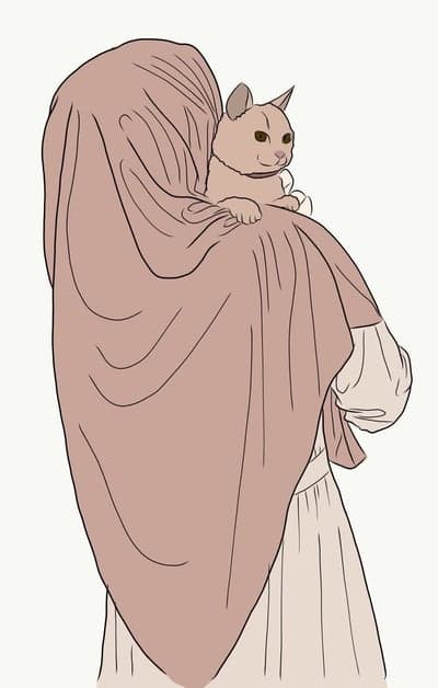 Woman in Hijab Holding a Cat