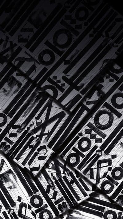 Abstract Black and White Geometric Typography Pattern