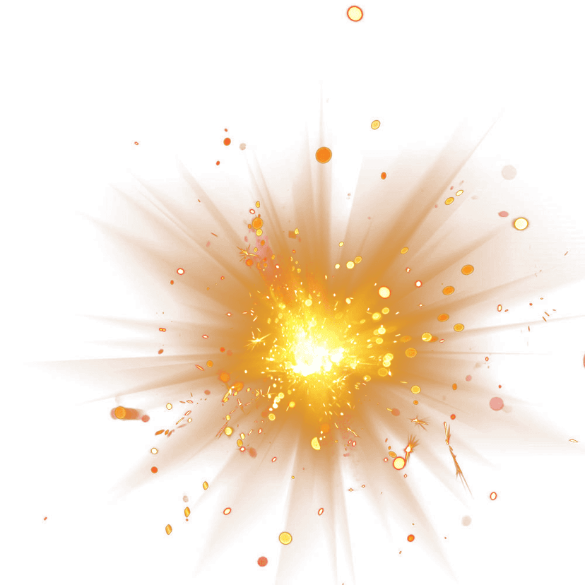 Golden frame spark light effect displays glowing orange particles surrounding a radiant rectangular border.