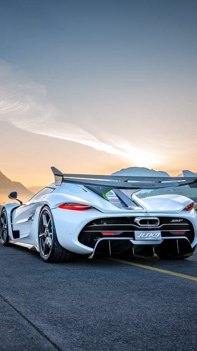 Koenigsegg Jesko Absolut Sunset Mountain Mobile Background