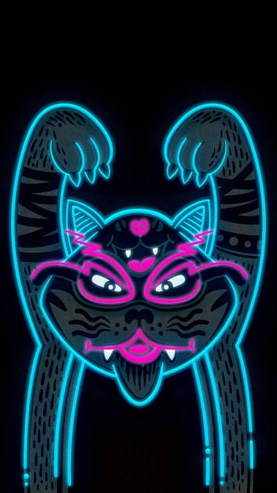 Neon Cat Art Wallpaper - Cyberpunk Style