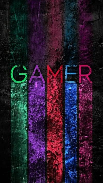 Gamer Word Art with Vibrant Neon Striped Background