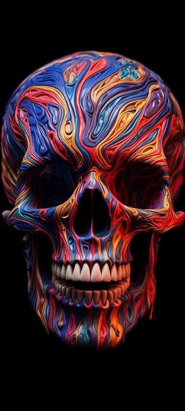 Psychedelic Skull Art with Vibrant Swirling Colors