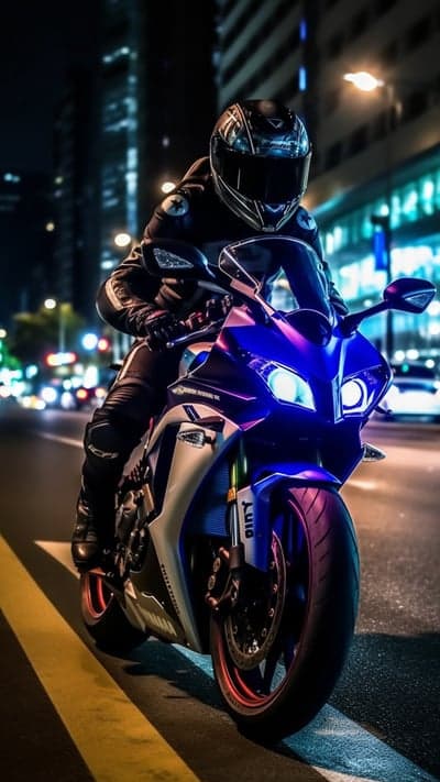 Midnight Urban Sportbike Night Ride Mobile Backdrop