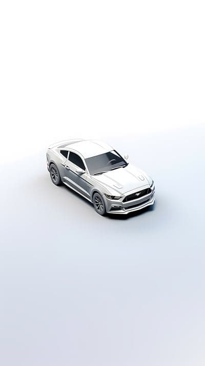 Sleek Silver Mustang Sports Car on a Clean White Background