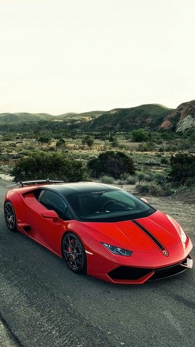 Red Racing Lamborghini Mountain Road Phone Wallpaper