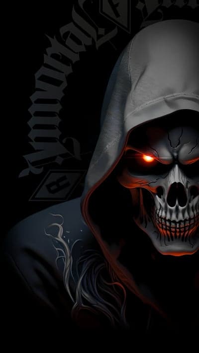 Gothic Grim Reaper Skull Hoodie Phone Wallpaper Background