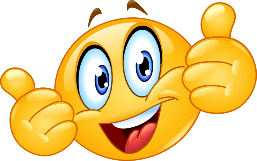 Smiling emoji with a thumbs up gesture showing a yellow face with a wide grin and glossy 3D rendering.