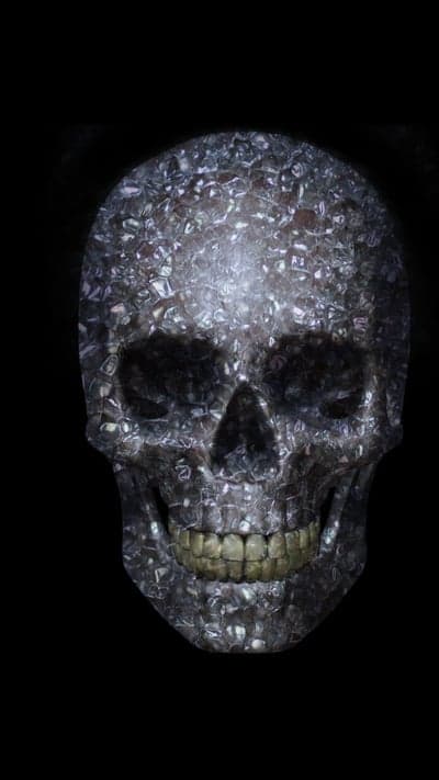 Luminescent Crystalline Skull Dark Gothic Phone Wallpaper