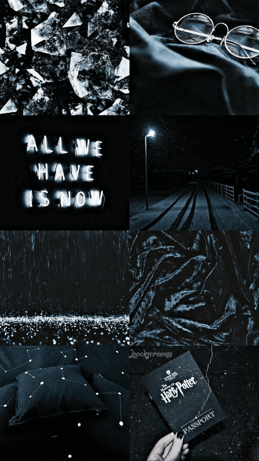 Glowing neon sign saying All We Have Is Now among ice shards, a snowy streetlamp, and star constellation bedding.