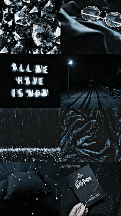 Dark Aesthetic Collage: Ice, Rain, Stars, and Magic