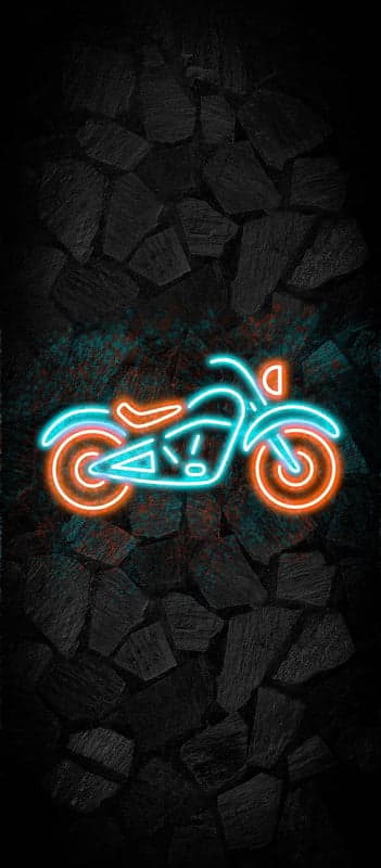 Neon Motorcycle on Dark Stone Wall Wallpaper