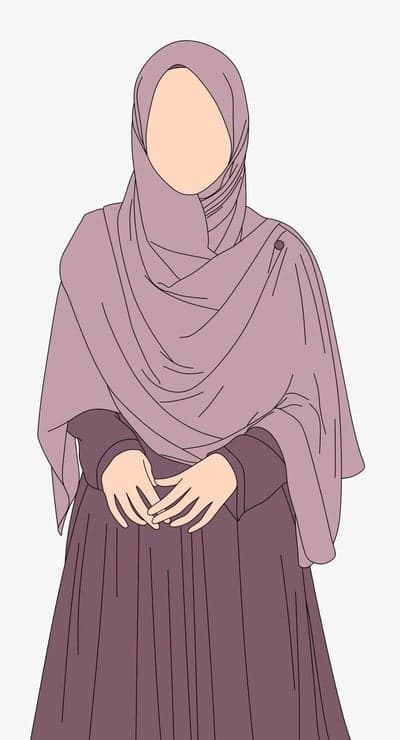 Illustration of a Muslim woman in a purple hijab