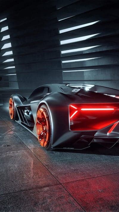 Futuristic Black Sports Car with Red Accents