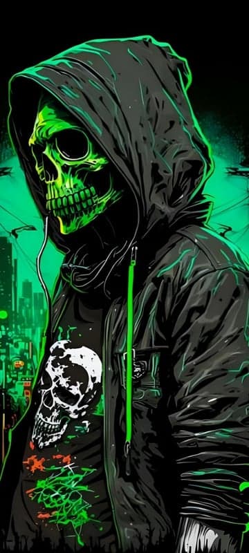 Neon Skull Hoodie Streetwear Urban Art