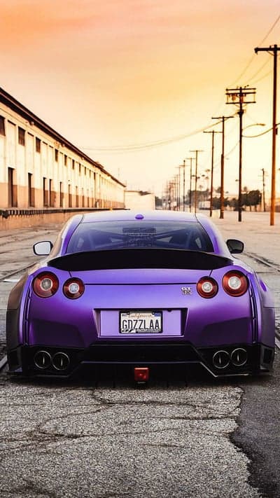 Vibrant Purple Nissan GT-R Rear View Mobile Wallpaper