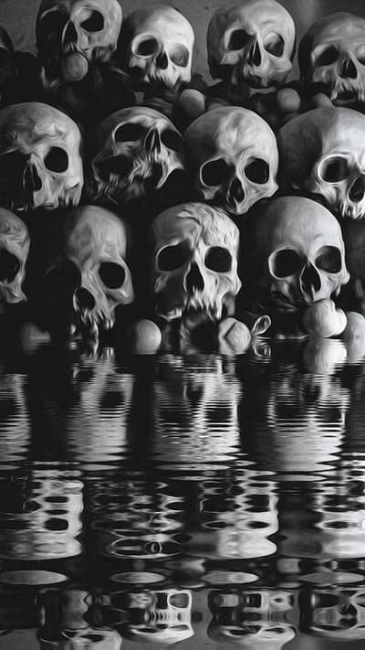 Dark Gothic Skull Reflections Mobile Wallpaper Backdrop