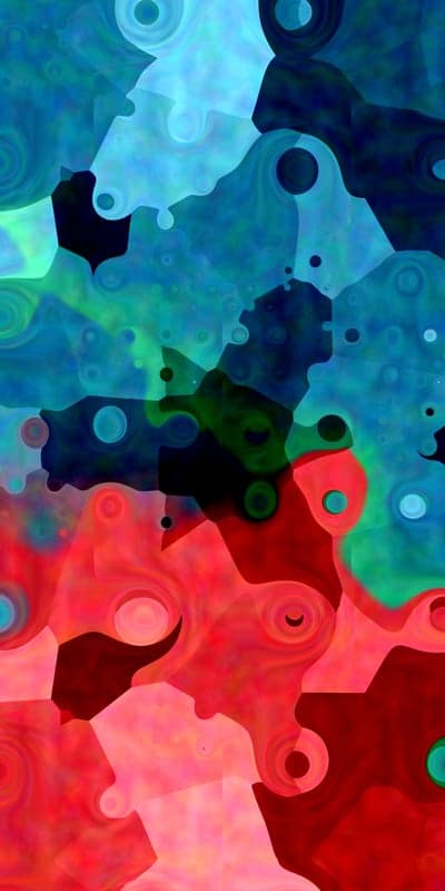 Abstract Swirls and Shapes in Red, Blue, and Green