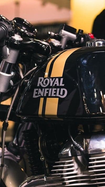 Royal Enfield Motorcycle Tank with Stripes Detail
