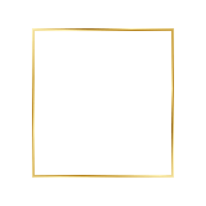 Golden flare frame featuring polished metallic edges and sharp geometric corners on a transparent background.