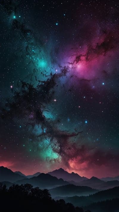 Teal and Purple Celestial Galaxy Mobile Screen Backdrop