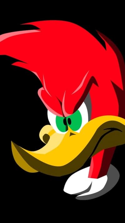 Woody Woodpecker Close-Up with Intense Green Eyes