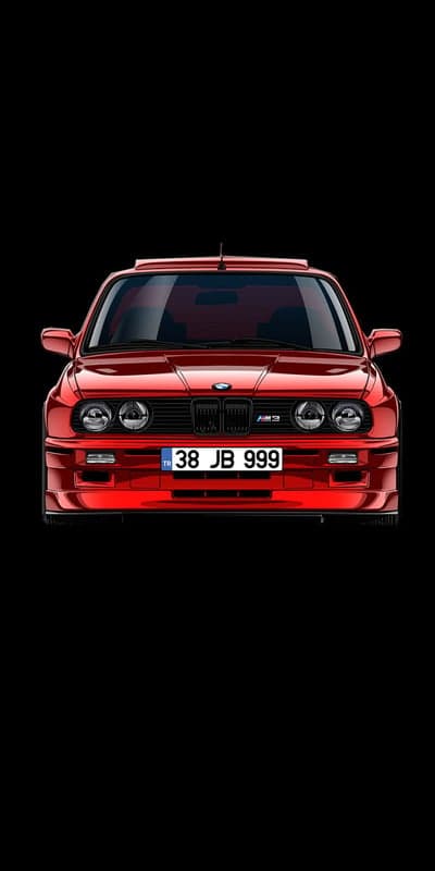 Vintage BMW M3 E30 Front View Red Mobile Wallpaper