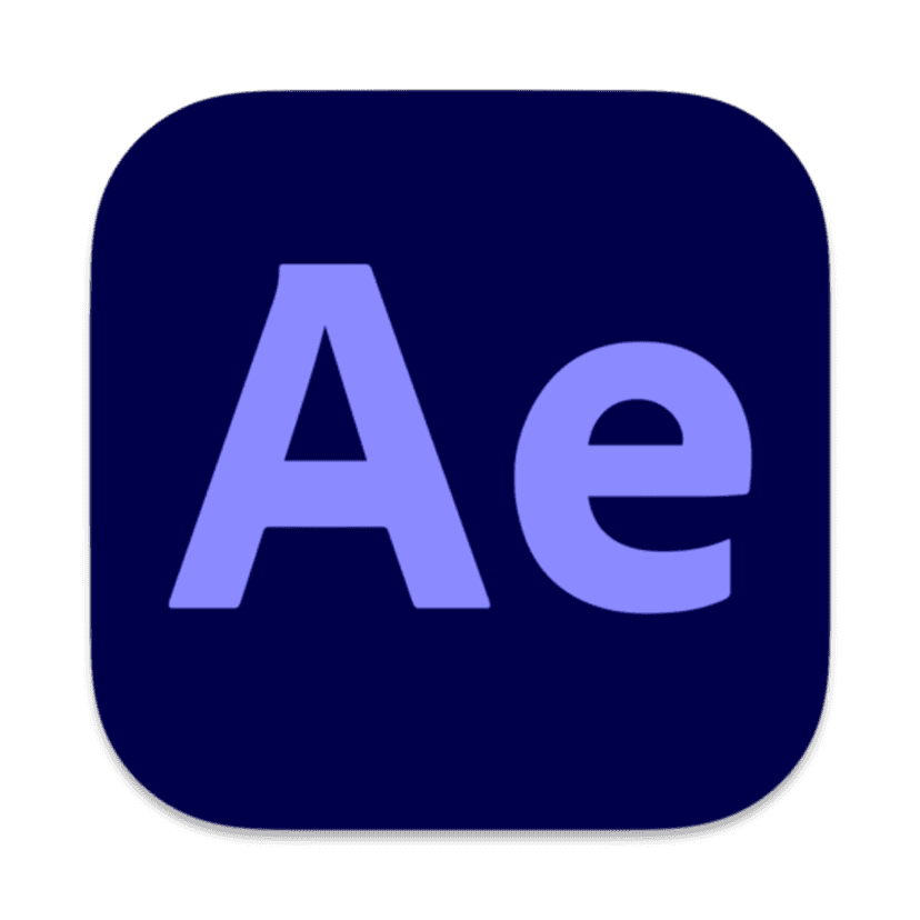 Adobe After Effects icon png featuring a purple squircle with white Ae letters and subtle 3D depth shadows.