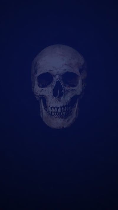 Eerie Skull on Dark Blue Background