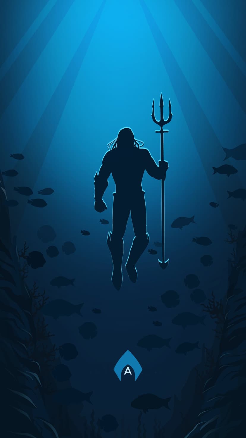 Deep Blue Aquaman Silhouette Trident Tablet Wallpaper
