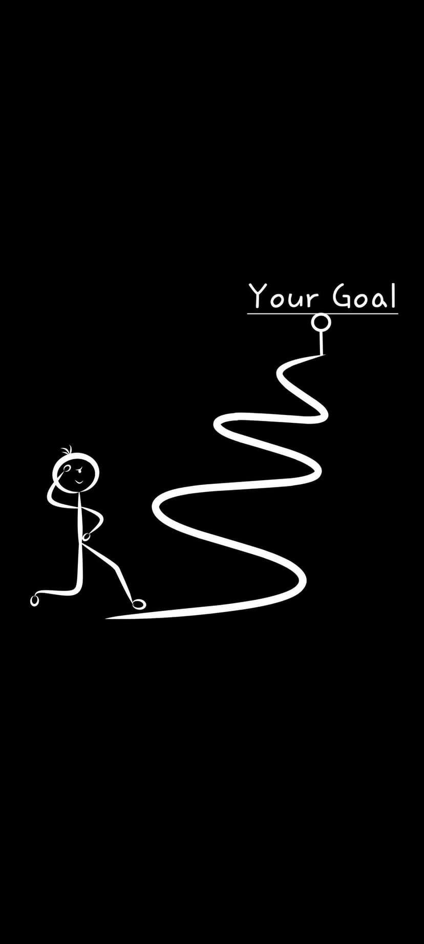 Stick figure walks along a complex, looping hand-drawn line leading toward a destination labeled Your Goal.