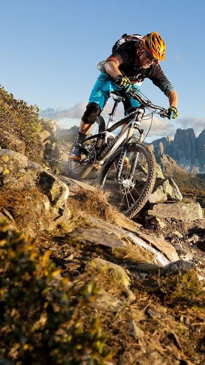 Rugged Mountain Biking Trail Action Vertical Screen Backdrop