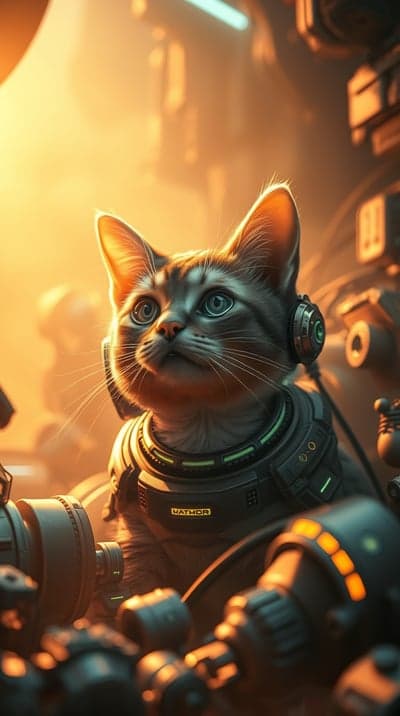 Cyberpunk Feline Aviator Futuristic Mobile Wallpaper