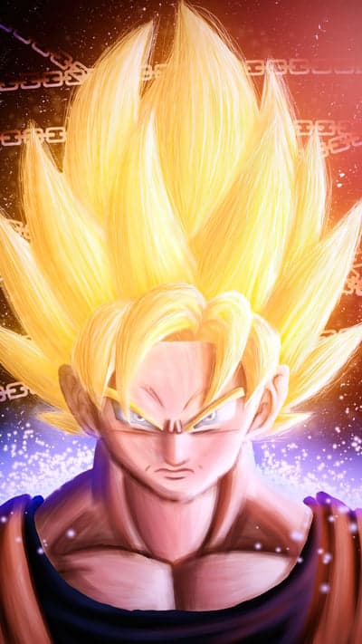 Goku Super Saiyan Close-Up - Intense Golden Aura Fan Art