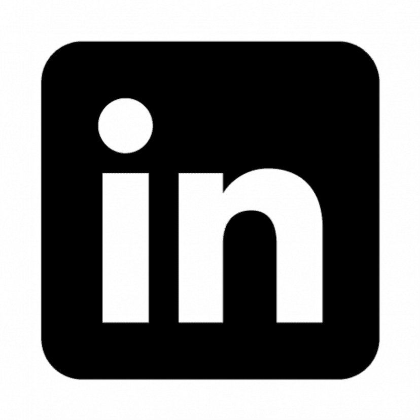 LinkedIn logo rectangle featuring white sans-serif text centered inside a solid blue rectangular shape.