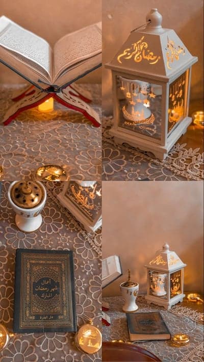 Ramadan Islamic Decorations with Quran and Lanterns