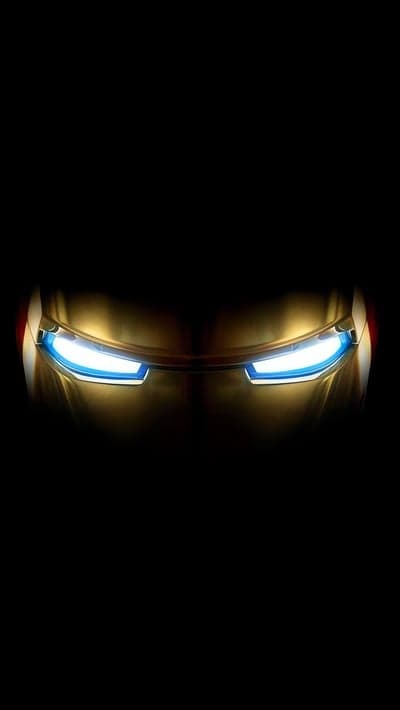 Iron Man Glowing Helmet Eyes Minimalist Mobile Wallpaper