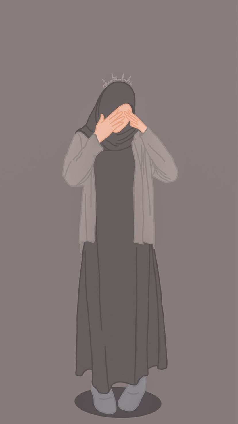 Young woman in a grey hijab covers her eyes with her hands while wearing a tiny silver crown on her head.