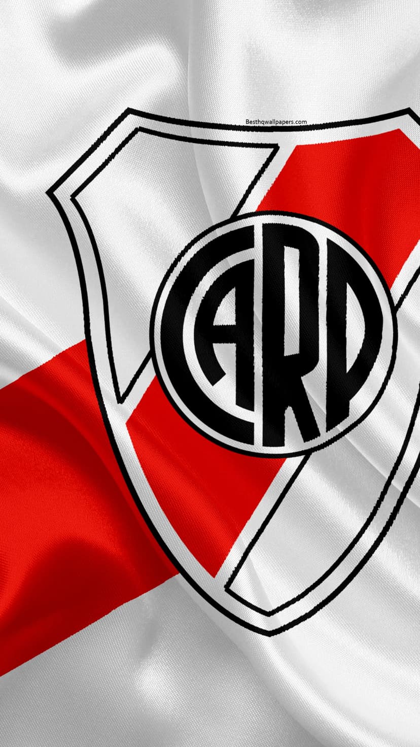 River Plate CARP emblem rests on a rippling red and white fabric flag with detailed textile folds and shadows.