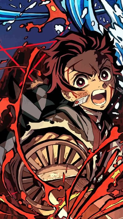 Demon Slayer Anime Character with Fiery Attack