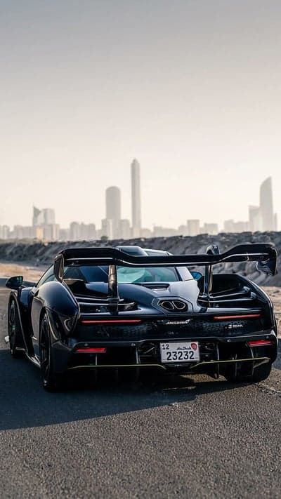 Dark McLaren Senna Aerodynamic Rear View Phone Background