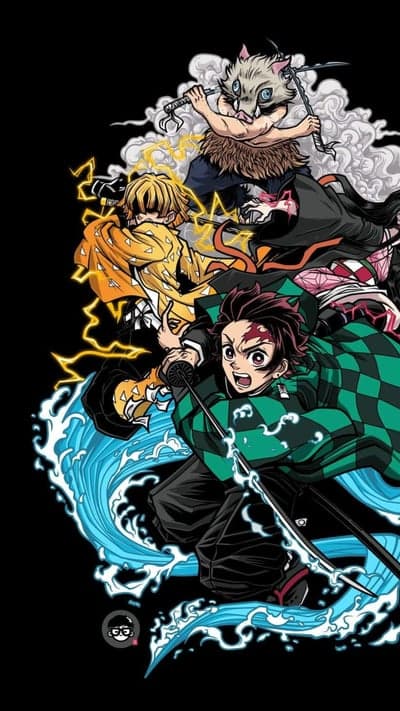 Demon Slayer Characters in Dynamic Action Poses