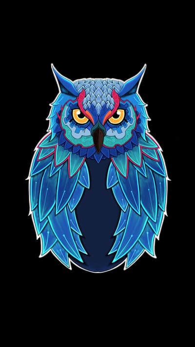 Stylized Wisdom - Intricate Blue Owl Art