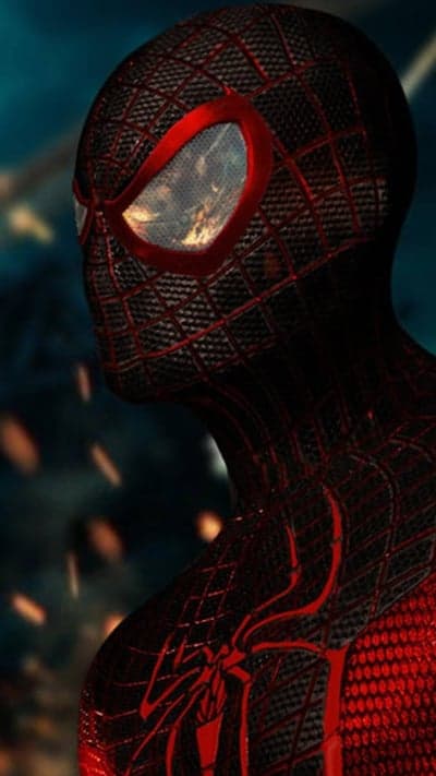 Spider-Man Red and Black Suit Macro Phone Wallpaper