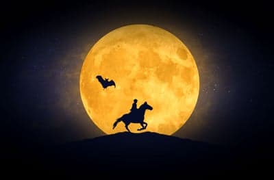 Midnight Stallion Rider and Blood Moon Phone Wallpaper