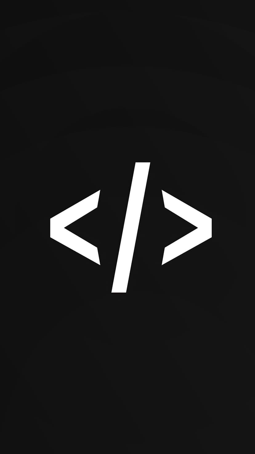 White curly brace symbol centered against a deep black void, featuring clean lines and high-contrast geometry.