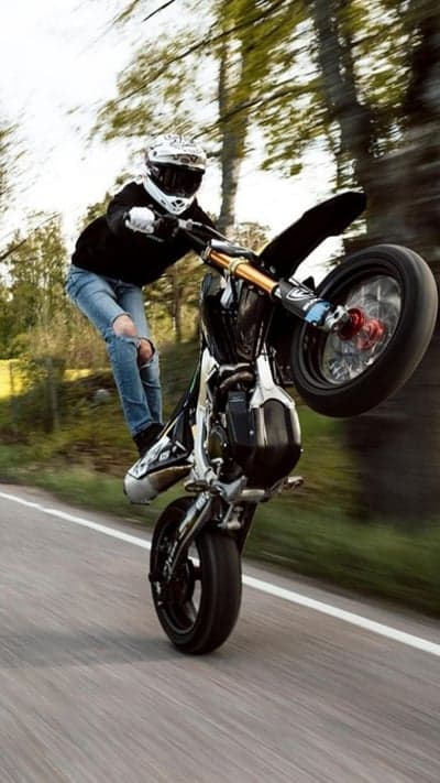 Motorcyclist Performs Wheelie on Scenic Road